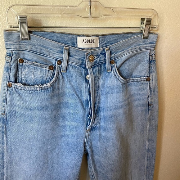 Agolde Women’s Riley Crop Straight Leg Jeans Size 26 Light Wash Button Fly - Picture 4 of 11
